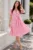 Rochie de zi roz Ayana in clos cu buline maro