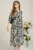 Rochie de zi tip camasa din crep neagra cu imprimeu alb si cordon in talie