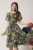 Rochie de zi vaporaosa din voal neagra cu imprimeuri florale galbene si verzi