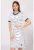 Rochie din amestec de bumbac cu model uni si decolteu rotund – Negru – Alb optic –