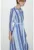 Rochie din amestec de in cu maneci 3/4 si model in dungi