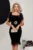 Rochie din catifea Fofy neagra cu pene si catarama din cristale si perle