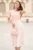 Rochie din crep roz cu imprimeu pe fusta si curea in talie