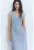 Rochie din denim cu decolteu in V – Albastru pastel –