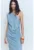 Rochie din lyocell cu slit lateral si decolteu pe un umar – Albastru pastel –