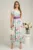 Rochie din viscoza alba cu imprimeu floral mov si cordon in talie