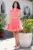 Rochie domnisoara de onoare somon din tulle cu volanas