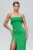Rochie elegant verde midi cu volan la bust si slit pe picior