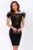 Rochie eleganta Azaleea cambrata neagra cu broderie pretioasa si fulgi
