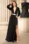 Rochie eleganta Cleopatra neagra lunga cu accesoriu pretios in talie