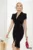 Rochie eleganta Fofy neagra cu dantela si floare 3D