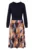 Rochie eleganta M725 – maneci lungi – croi evazat – multicolor – poliester –