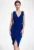 Rochie eleganta M858 – asimetrica – albastra – cu pliuri – poliester
