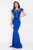 Rochie eleganta Noely albastru royal cu broderie pretioasa si fulgi