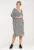 Rochie eleganta alb-negru – cu guler – din tricot elastic – lungime pana la genunchi – viscoza/nylon –