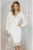 Rochie eleganta alba conica din dantela pretioasa si voal fin