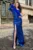 Rochie eleganta albastru royal Isabela cu fronseuri si insertie de fulgi