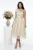 Rochie eleganta bej in clos cu fulgi pe umar si insertie de sclipici fin