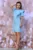 Rochie eleganta bleu cu maneca scurta si banda din cristale