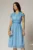 Rochie eleganta bleu din voal cu croi fluid