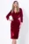 Rochie eleganta bordo din catifea Caterina cu accesoriu argintiu in talie