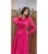 Rochie eleganta clos din organza fucsia cu cordon la talie
