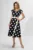 Rochie eleganta cu buline si crepeu Lisbeth Bicolora