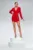 Rochie eleganta de culoare rosie cu nasturi in partea din fata