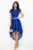 Rochie eleganta de ocazie albastru-royal asimetrica cu sclipici