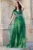 Rochie eleganta de seara Alessandra cu imprimeu tip pictura verde