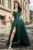 Rochie eleganta de seara Ofelia verde lunga cu flori 3D