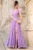 Rochie eleganta de seara lunga lila Gratiela cu perle in talie si fulgi pe umeri