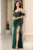Rochie eleganta de seara verde tip sirena cu broderie florala