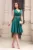 Rochie eleganta de zi verde Margarita cu pietre decorative in talie