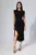 Rochie eleganta din licra cu cu umeri buretati si catarama aurie in talie Anda Neagra
