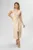 Rochie eleganta din licra cu cu umeri buretati si catarama aurie in talie Anda Nude