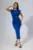 Rochie eleganta din licra cu umeri buretati Ceyda Albastra