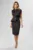 Rochie eleganta din neopren accesorizata cu floare 3D si peplum in talie Belle Neagra