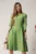 Rochie eleganta din stofa verde lime cu maneci evazate petrecute