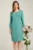 Rochie eleganta din stofa verde menta cu floare pe bust