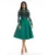 Rochie eleganta din tafta de culoare verde cu broderie florala 3D in partea superioara