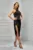 Rochie eleganta din tafta neagra cu broderie si slit pe picior