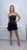 Rochie eleganta din tafta neeagra cu broderie 3D si flori maxi