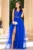 Rochie eleganta din tulle Rain albastru royal cu flori 3D