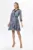 Rochie eleganta din voal cu imprimeu si insertii din satin Marisella Gri