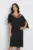 Rochie eleganta din voal neagra cu volan si broderie pe bust