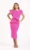 Rochie eleganta fucsia cu accesoriu pretios si lungime midi