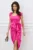 Rochie eleganta fucsia cu funda maxi si volane pe fusta