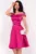 Rochie eleganta in clos Roberta fuchsia cu umeri cazuti