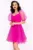 Rochie eleganta in clos fucsia din organza cu centura in talie